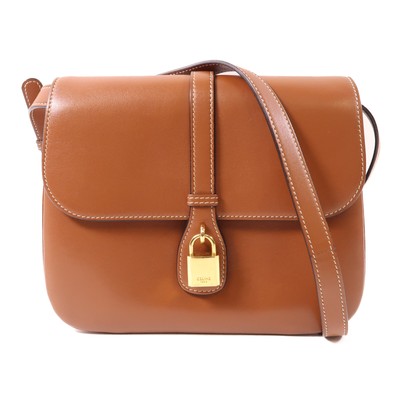 CELINE GHW Medium Tabou Shoulder Bag Calfskin Leather Brown