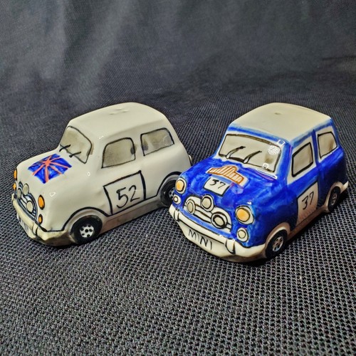 Juego de Saleros Pimienta MINI COOPER UNION JACK BANDERA Coches Británicos Azul Blanco ¡Lindo! - Imagen 2 de 12