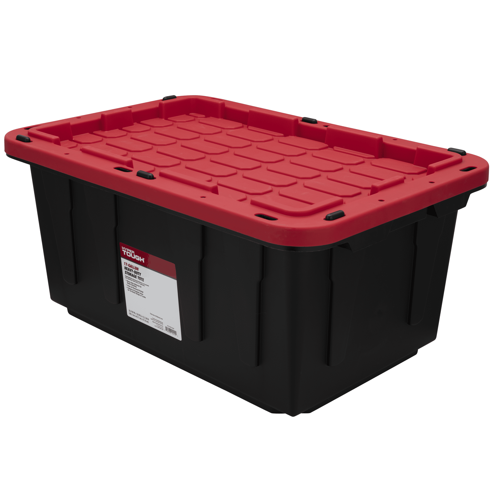 17 Gallon Snap Lid Plastic Storage Bin, Black/Red