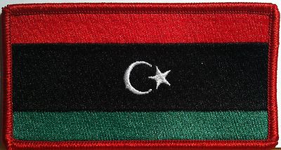 LIBYA Flag Embroidery Iron-On Patch Red Border