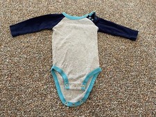 Carter's Just One You Gray  Blue Long-Sleeved Bodysuit 3-6M