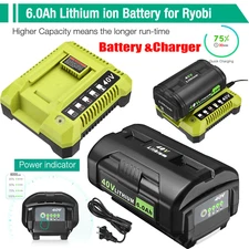 6.0Ah 40V Lithium Battery + Charger For Ryobi 40 Volt OP4060A OP4050 OP40602 US