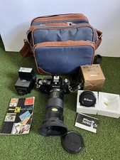Nikon EM SLR Film Camera w/ Nikon 50mm f/1.8  Vivitar 28-55mm Lens, Flash, Bag