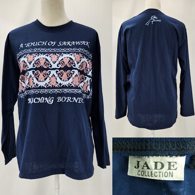 Jade Clothing Womens Medium 38'' Bust Touch Of Sarawak Borneo Long Sleeve T-Shirt