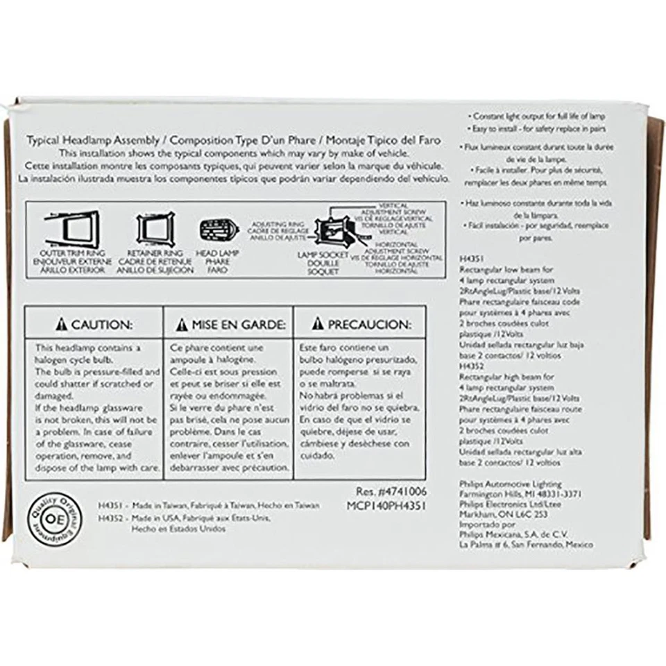 Philips 4X Bombillas de faros haz alto/bajo para Chevrolet Camaro HU21 1993-1997 Foto 3 de 4