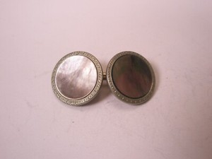 Authentic MOP GOLD PLATED SINGLE Vintage DOUBLE SIDED Cuff Link replace lost/broken aa58
