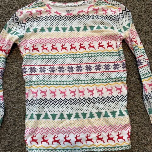 Gap Kids Christmas Pajamas Girls Size 12 EUC Reindeer Snowflakes Holiday Winter - Picture 4 of 10