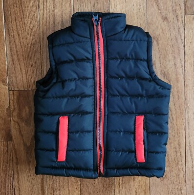 Wanderling Infant Baby Unisex 6-9 Months Black Puffer Vest Red Trim preown NICE!