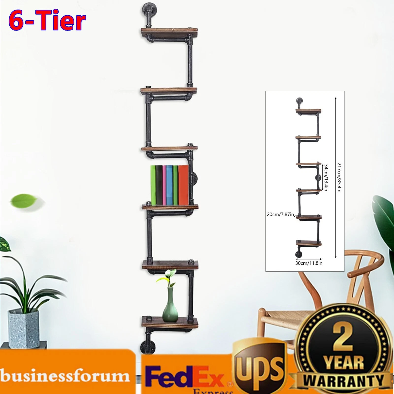 Industrial Floating Shelves, Pipe Shelf DIY Rustic - Urban, Vintage, Steampunk