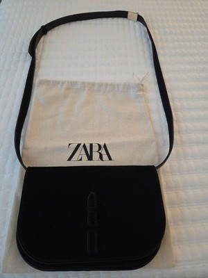 Zara Black Suede Cow Leather  Crossbody Bag, Never Used..!!