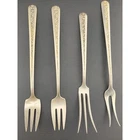 Set of 4 Vintage Towle Sterling Silver Rambler Rose Cocktail/Pickle Forks 68g