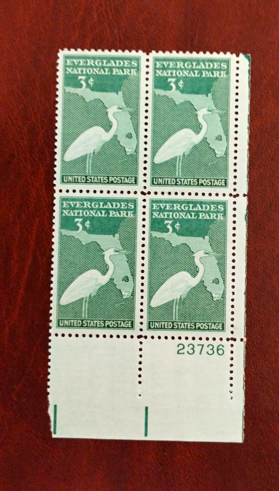 United States Everglades Park 3¢ Green Plate Block of 4 MNH #23736