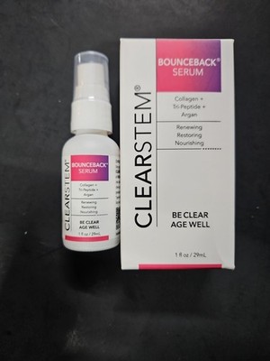 Clearstem Bounce back Serum Collagen Tri Peptide Argan 1 oz New In Box + Extra 