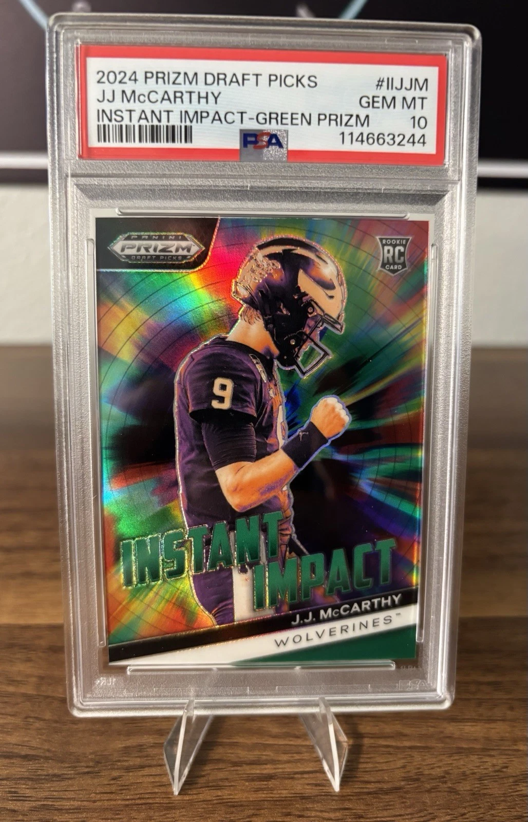 JJ McCarthy Panini Prizm Draft Picks Instant Impact #IIJJM Green Prizm