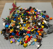 LEGO BULK LOT 9.5 OZ PARTS FIGURES HEADS TORSOS LEGS WEAPONS ETC. NO BRICKS