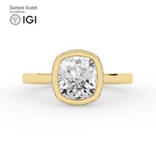 Cushion Solitaire Labgrown Diamond Engagement Ring 18k Yellow Gold 3.35 Ct