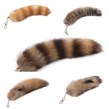 Real Fur Raccoon Tail Keychain - Cosplay Pendant Bag Charm, American Style