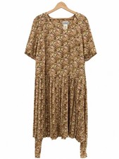 Gemini Floral Pleated Midi Dress Cottagecore Size 14 Union Made USA Prairie