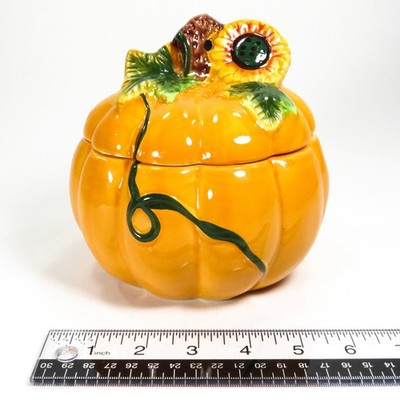 Royal Norfolk Pumpkin Cookie Jar Candy Dish Fall Halloween Autumn 6'' With Lid