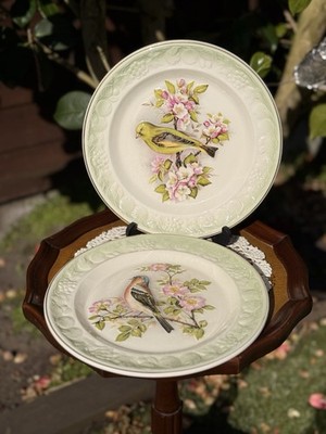 2x Royal Worcester Spode Pallisy Goldfinch Porzellan Teller Deko Vintage