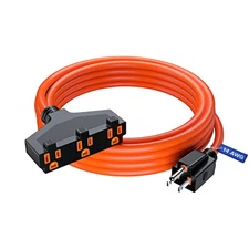Extension Cord 15 Feet SJTW Wire Multiple Outlets 14 Gauge Orange ETL Listed