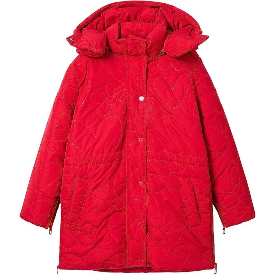 Desigual Girl's Heart Flower Woven Jacket (Size 11/12) Padded Sleeve Coat NEW - Image 2 of 4