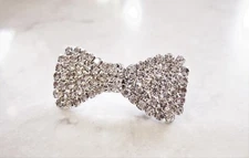 Small bow shaped crystal hair barrette  clip bridal clip bridal barrette
