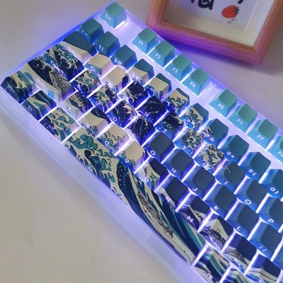 125 Keys Kanagawa PBT Keycaps Cherry Profile Dye-Sub RGB Backlit for MX Switches