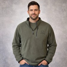 Vintage Ducks Unlimited Mens 3/4 zip Sweatshirt Fleece Olive Green Size L