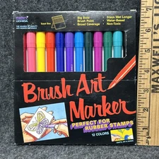 Marvy Uchida Brush Art Markers 12 Color Set Perfect for Rubber Stamps JAPAN