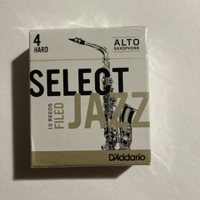 D'addario Select Jazz Alto Saxophone Filed Reeds -10 Per Box Strength 4 Hard