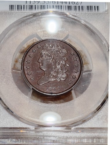 1832 Half Cent, PCGS AU-55