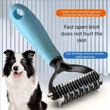 Double Sided Pet Deshedding Brush Dog Cat Grooming Comb Dematting Stainless Stee
