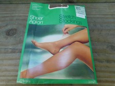 3 Pair 8.5-9-9.5 size Vintage Sheer Agilon Stockings Suntan Nylons NEW in Box 