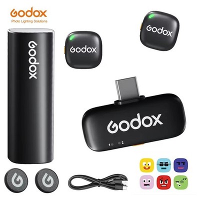 Godox C01 Kit2 Wireless Lavalier Microphone for iPhone 15/16/17 Samsung Huawei