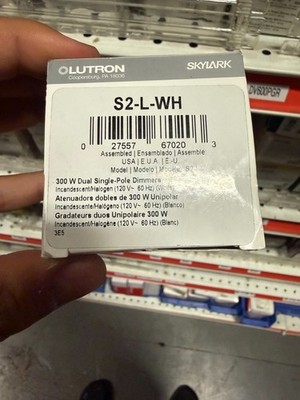 LUTRON S2-L-WH SKYLARK DUAL SLIDE DIMMER SWITCH 300W 300W WHITE NEW