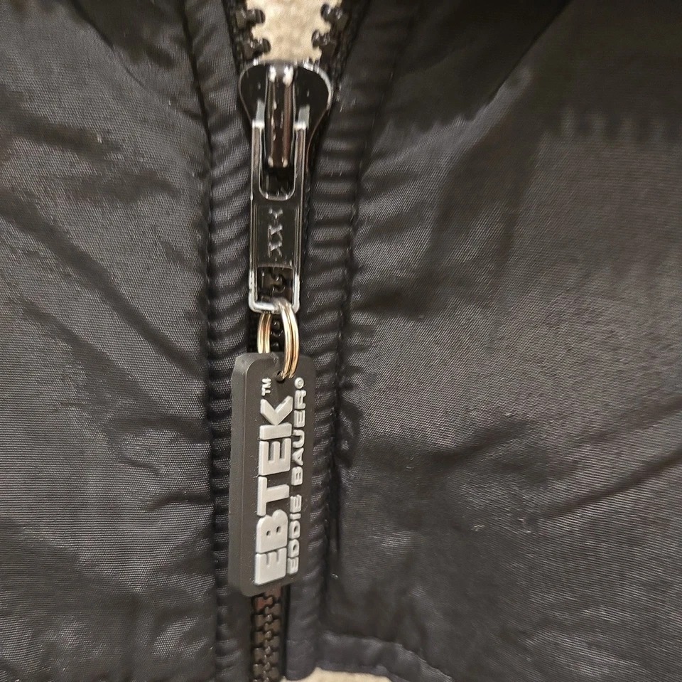 Chaqueta De Colección Eddie Bauer EBTEK L Verde Oliva Negro Vellón Cremallera Completa Hecha en EE. UU. Foto 3 de 4