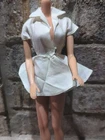 Vintage 1960's Barbie Clone Doll Clothing Short White Wrap Tennis Dress OOAK