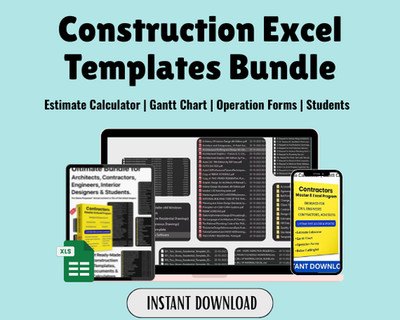 Construction Excel Templates Bundle | Contractor Tools | Civil Engineering Sheet