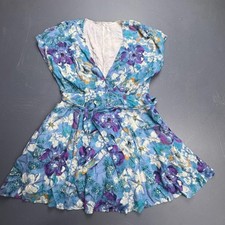 Free People Floral Mini Dress Women’s Small Blue Purple Belted Boho Festival