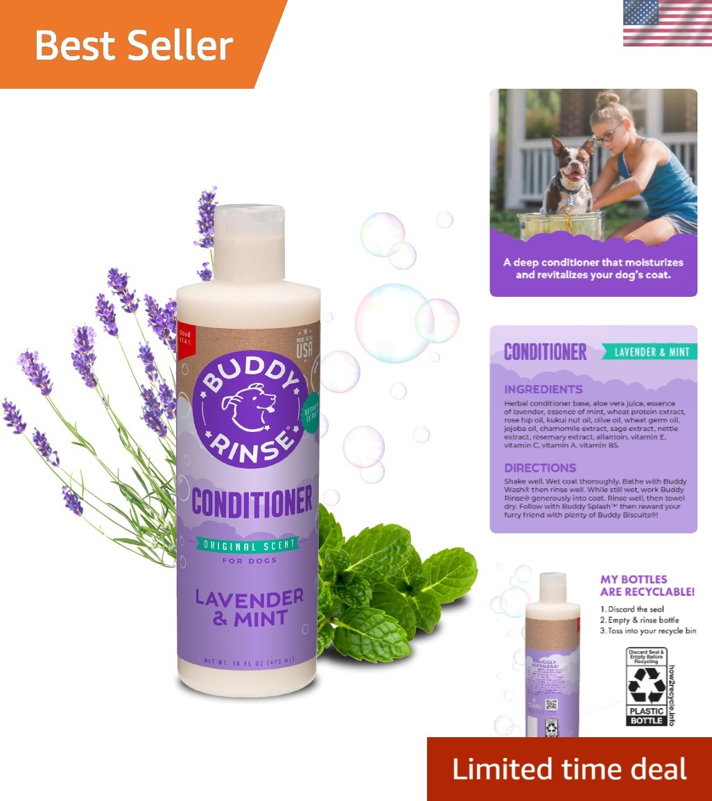 16oz Buddy Rinse Dog Conditioner, Lavender & Mint - Perfect 
