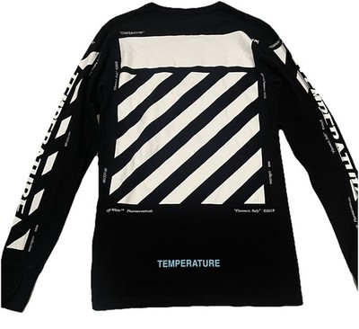 Off White DIAG Temperature Shirt Long Sleeve Black Mens Small