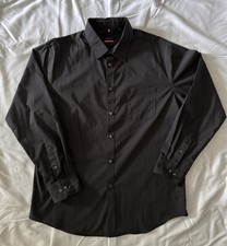 Van Heusen Traveler Black White Striped Dress Shirt Collared Long Sleeve 16-16.5