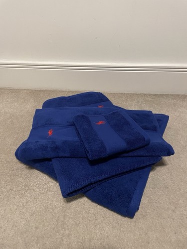 Polo Ralph Lauren 100% Cotton Bath Towels Set x 4 Blue