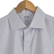 Brooks Brothers Regent Fit Dress Shirt 16.5 34 Purple Micro Check Non-Iron Mens