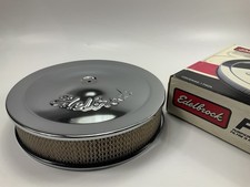 Edelbrock 1221 Pro-flo Chrome 14 Round Air Cleaner W 3 Element Deep Flange