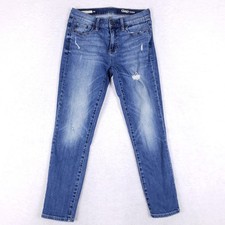 GAP 1969 Girlfriend Jeans Womens 26 Regular Medium Wash Distressed Indie Grunge