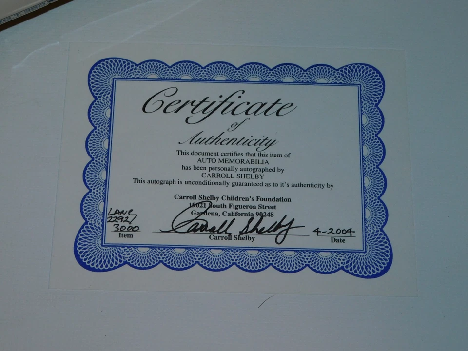 CARROL SHELBY SIGNED + COA - Lane Exact Details G.T. 350 1:18 DIECAST RARE HTF - Image 4 of 4