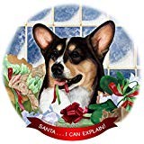 Pembroke Corgi Tricolor Porcelain Ornament Pet Gift 'Santa. I Can Explain '