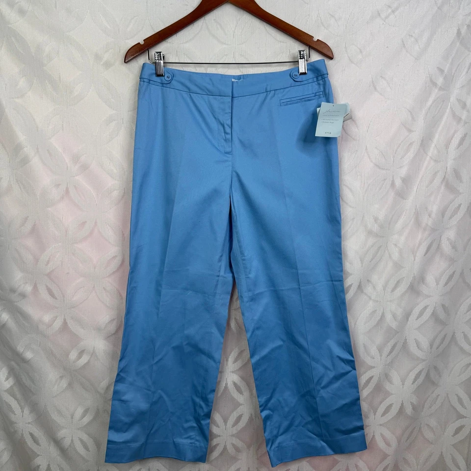 Pantalones al tobillo JH Collectibles Petite EVA elásticos azul cielo talla 10 nuevos con etiquetas  Foto 2 de 4